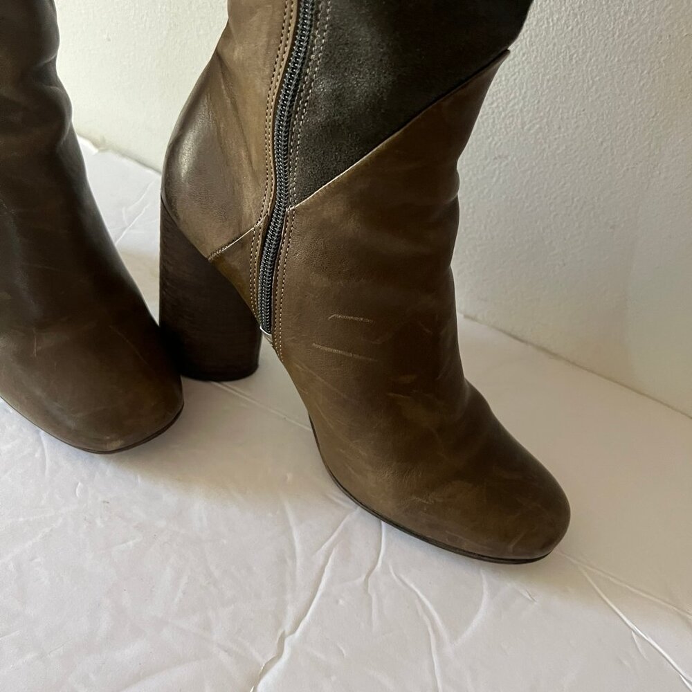 $400 Free People Patchwork Olive Pattern Tall Kne… - image 4